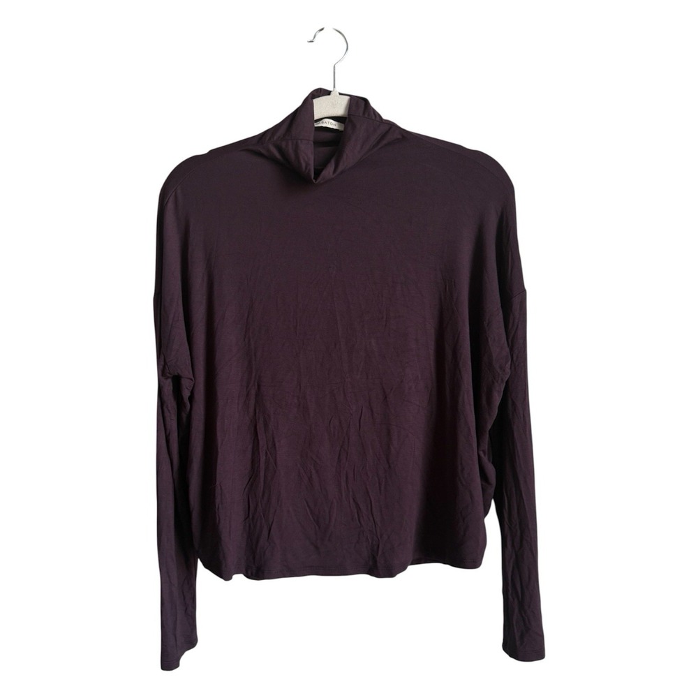 Babaton Aritzia Seaton Turtleneck Top Plum Purple Relaxed Slouchy Minimalist SM